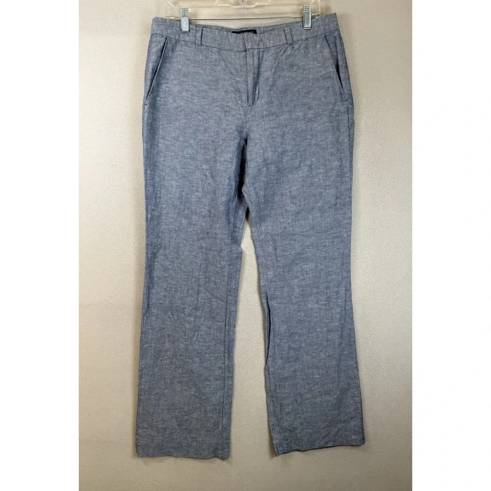 Banana Republic‎ Women's Sz 10 Blue Martin Fit Linen Blend Business Office Pants